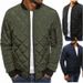 Men's Clothing Diamond Plaid Men's Padded Jacket Stand Collar Short Cotton Coat Menswear_maomaolike.com