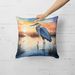 Blue Heron Setting Sun Throw Pillow Machine Washable, Indoor Outdoor Decorative Pillow For Couch, Bed Or Patio, 18Hx18W_maomaolike.com