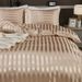 Home Textile Striped Silky Satin Quilt Cover Three Piece Set Full Size_maomaolike.com