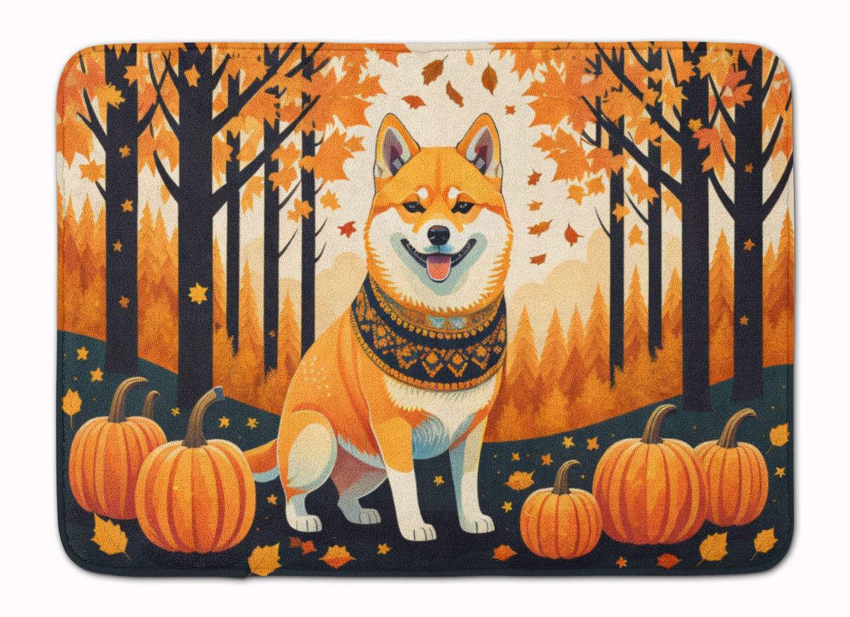 Shiba Inu Fall Memory Foam Kitchen Mat Machine Washable Anti-Fatigue Mat Cushion Comfort Bath Mat Or Kitchen Rug_maomaolike.com