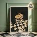 Chess & Cocktail Themed Painting Poster, Vintage Moody Scene Poster, Elegant Atmospheric Decor With Hand Holding Cocktail On Chessboard, Suitable For_maomaolike.com