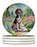 American English Coonhound Spring Garden Large Sandstone Coasters Pack Of 4 Absorbent Round Coasters Decor Gifts For Men Or Women, 4 In, Multicolor_maomaolike.com