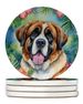Saint Bernard Luau Large Sandstone Coasters Pack Of 4 Absorbent Round Coasters Decor Gifts For Men Or Women, 4 In, Multicolor_maomaolike.com