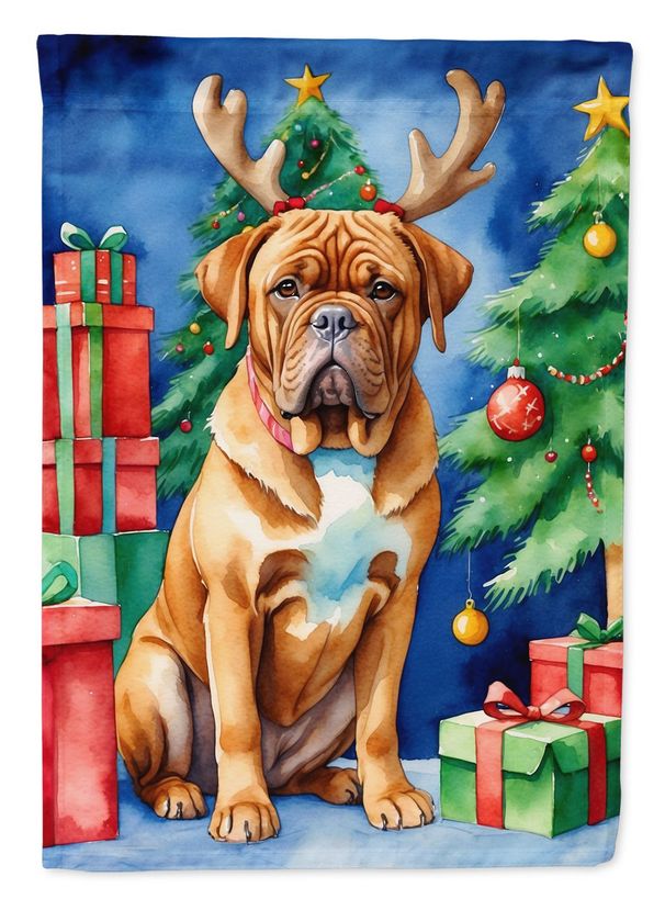 Dogue De Bordeaux Christmas Reindeer House Flag Large Porch Sleeve Pole Decorative Outside Yard Banner Artwork Wall Hanging, Polyester, House Size, Multicolor_maomaolike.com