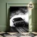 Drift Car Painting Poster, Monochrome Dynamic Drifting Car Scene Poster, Sleek Black Auto With Dramatic Smoke Effect, Ideal For Garage, Man Cave Or_maomaolike.com