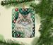 Siberian Cat By The Christmas Tree Porcelain Ornament Christmas Tree Hanging Decorations For Home Christmas Holiday, Rectangle, Gift, Multicolor_maomaolike.com