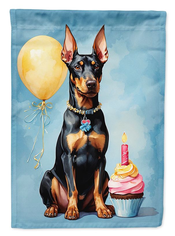 Doberman Pinscher Happy Birthday Garden Flag Mailbox Flag Decorative Yard Flag Banner Outside Patio Artwork Yard Flower Beds, Garden Size, Multicolor_maomaolike.com