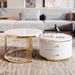 Modern 2 Pieces White Round Nesting Coffee Table With Drawers In 27.6''_maomaolike.com