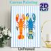 Crayfish Themed Painting Poster, Vibrant Colorful Orange & Blue Crayfish With Striped Backdrop Poster, Playful Coastal-style Decor, Ideal For Kitchen_maomaolike.com