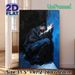 Expressive Seated Figure Painting Poster, Bold Impasto Style Poster, Dramatic Dark & Blue Toned Figure With Raised Hand, Evocative Artistic Decor_maomaolike.com