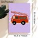 Fire Truck Themed Painting Poster, Cute Cartoon Style Red Fire Truck With Ladder Poster, Vibrant Playful Wall Decor Suitable For Living Room, Bedroom_maomaolike.com