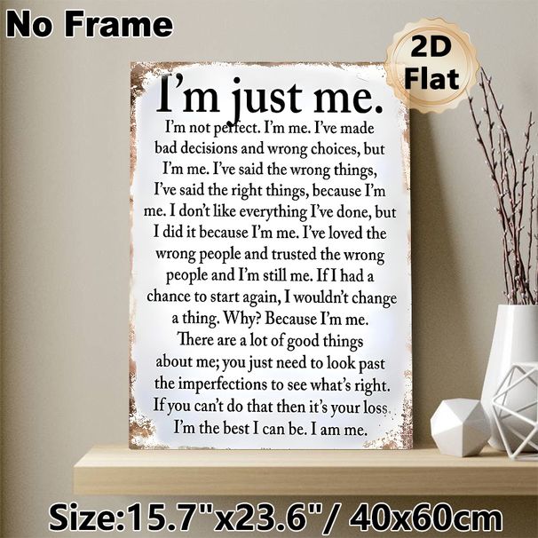 Self-acceptance Quote Painting Poster, Vintage Distressed-edge Inspirational Text Poster, Heartfelt Self-empowering Message, Ideal For Home, Bedroom_maomaolike.com