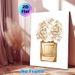 Chic Perfume Bottle With Peonies Painting Poster, Elegant Gilded Floral Poster, Refined Decorative Piece Suitable For Bedroom, Vanity Space_maomaolike.com