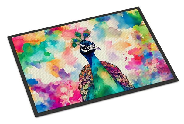 Hippie Animal Peacock Doormat Front Door Mat Indoor Outdoor Rugs For Entryway, Non Slip Washable Low Pile, 24H X 36W_maomaolike.com