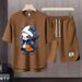 Men's Clothing 2024 Waffle Casual Summer Suit Men's Loose Teen Short sleeved T shirt Shorts Handsome Two piece Suit_maomaolike.com