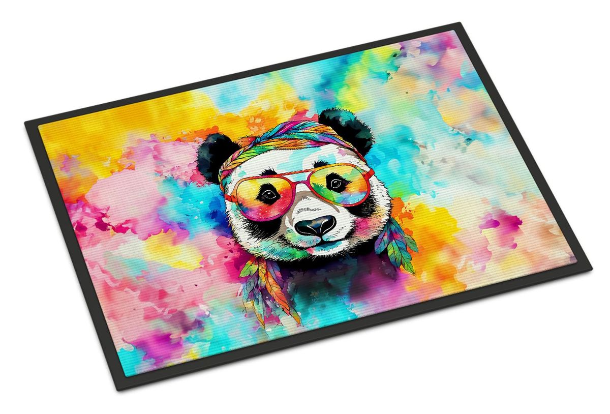 Hippie Animal Panda Doormat Front Door Mat Indoor Outdoor Rugs For Entryway, Non Slip Washable Low Pile, 24H X 36W_maomaolike.com