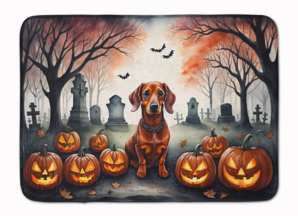 Dachshund Spooky Halloween Memory Foam Kitchen Mat Machine Washable Anti-Fatigue Mat Cushion Comfort Bath Mat Or Kitchen Rug_maomaolike.com