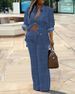 Women's fashion casual versatile printed long-sleeved pants suit_maomaolike.com