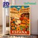 Spanish Culture Themed Painting Poster, Vibrant Retro Style Poster, Features Lively Flamenco Dance, Classic Spanish Dishes And Iconic Arena, Suitable_maomaolike.com