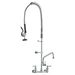 VEVOR Commercial Faucet With Pre-Rinse Sprayer, 36" Height, 8" Center, 12" Swing Spout, Wall Mount Kitchen Sink Faucet, Brass Constructed Device With Pull Down Spray, For 1/2/3 Compartment Sink_maomaolike.com