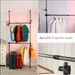 Telescopic Garment Rack, Heavy Duty Design Movable DIY By Hand No Damage To Wall Ceiling Hanging Rail, 31-47in Wide Adjustable, 120 Kilogram Loading, Reach Hook Included,Black_maomaolike.com