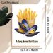 Moules Frites Painting Poster, Vibrant Cartoon-style Mussels & Crispy Fries Poster, Eye-catching Food Artwork Ideal For Kitchen, Dining Room And_maomaolike.com