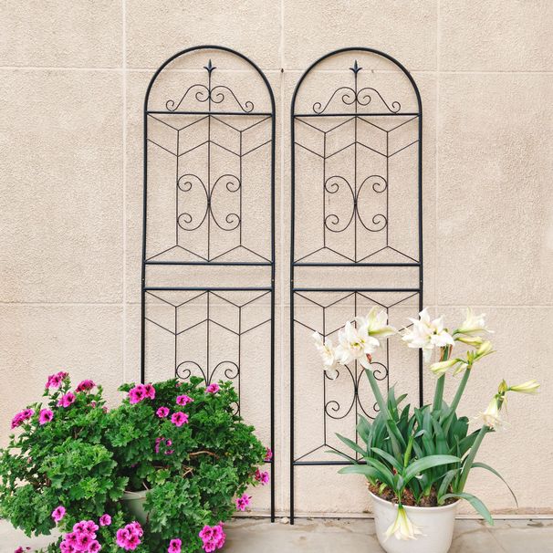 2 Pack Metal Garden Trellis 71" X 19.7" Rustproof Trellis For Climbing Plants Outdoor Flower Support Black_maomaolike.com