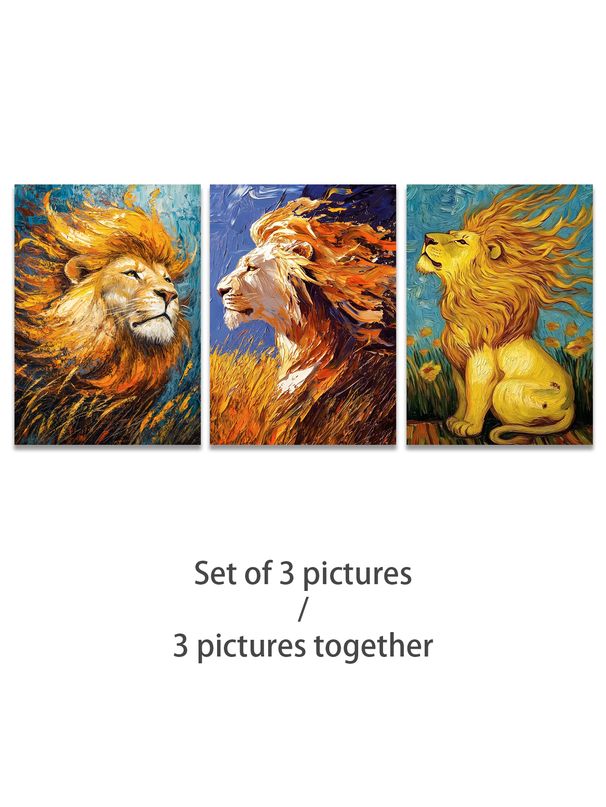 Lion In European And American Oil Painting Style, Rendered With Bold Brushstrokes, Home Décor Artwork, Living Room Feature Wall Decoration._maomaolike.com