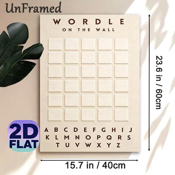 Wordle Themed Painting Poster, Minimalist Beige Grid & Alphabet Poster, Engaging Word Game Decor For Living Room, Game Room_maomaolike.com