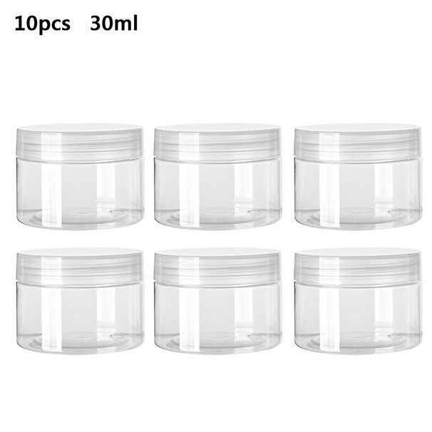 10pcs 1-5oz Cream Sample Can Tin Containers Dry Food Storage Refillable Makeup Wide Mouth Plastic Jars Clear Lid PET Empty Slime_maomaolike.com