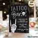 Tattoo Bar Themed Painting Poster, Dark Watercolor Style Skull & Skeleton Hand Poster, With Clear Tattoo Application Steps, Ideal For Party, Tattoo_maomaolike.com