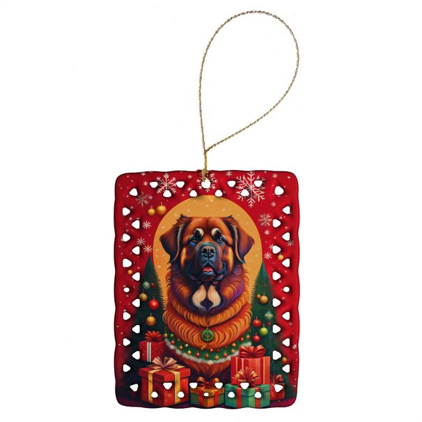Leonberger Holiday Christmas Porcelain Ornament Christmas Tree Hanging Decorations For Home Christmas Holiday, Rectangle, Gift, Multicolor_maomaolike.com