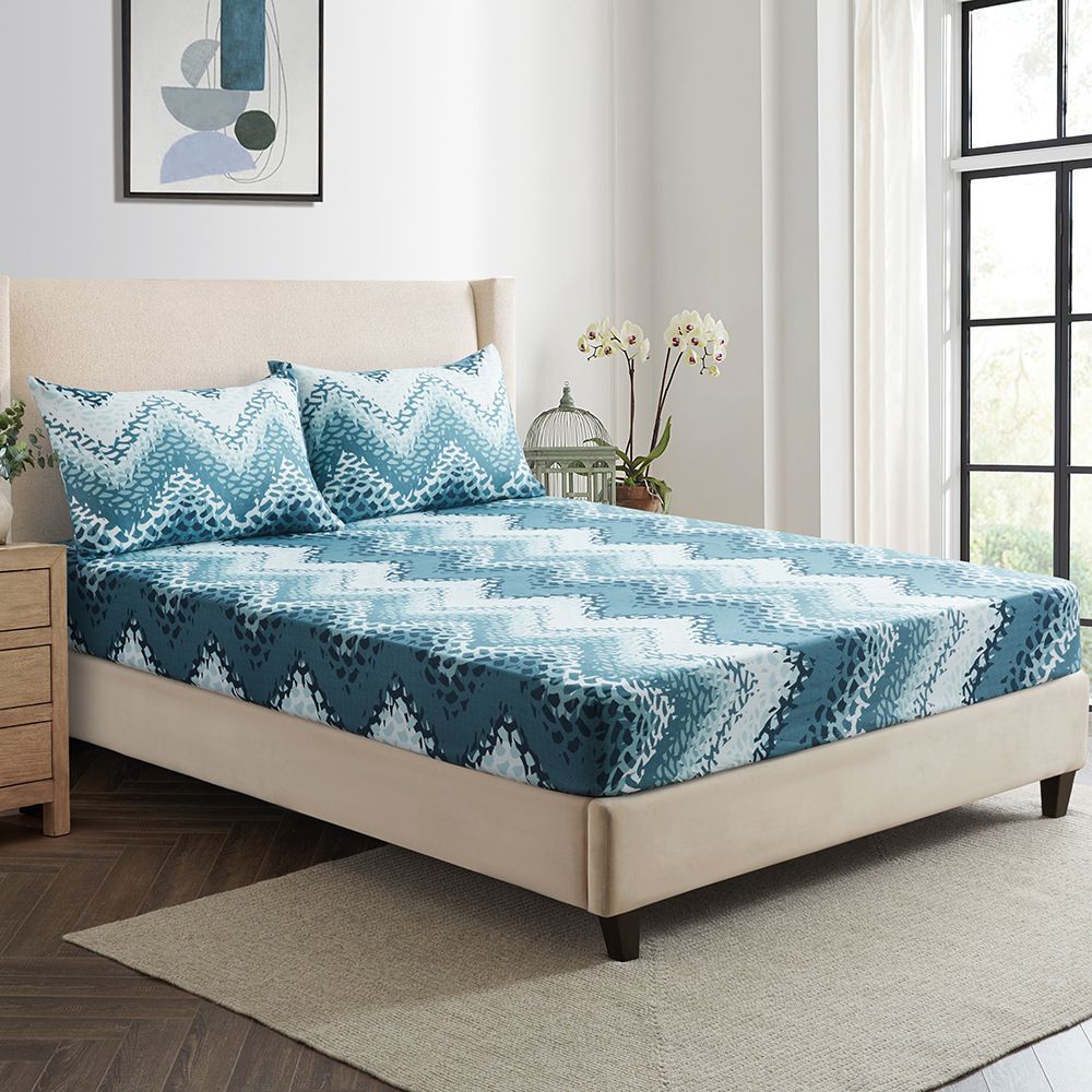 Wavy Stripe Geometric Bedding 3D Printed Polyester Fitted Sheet Set Duvet Cover_maomaolike.com