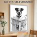 Dog Reading Newspaper Painting Poster, Monochrome Whimsical Dog With Glasses On Toilet Poster, Playful Humorous Decor Ideal For Bathroom, Living Room_maomaolike.com