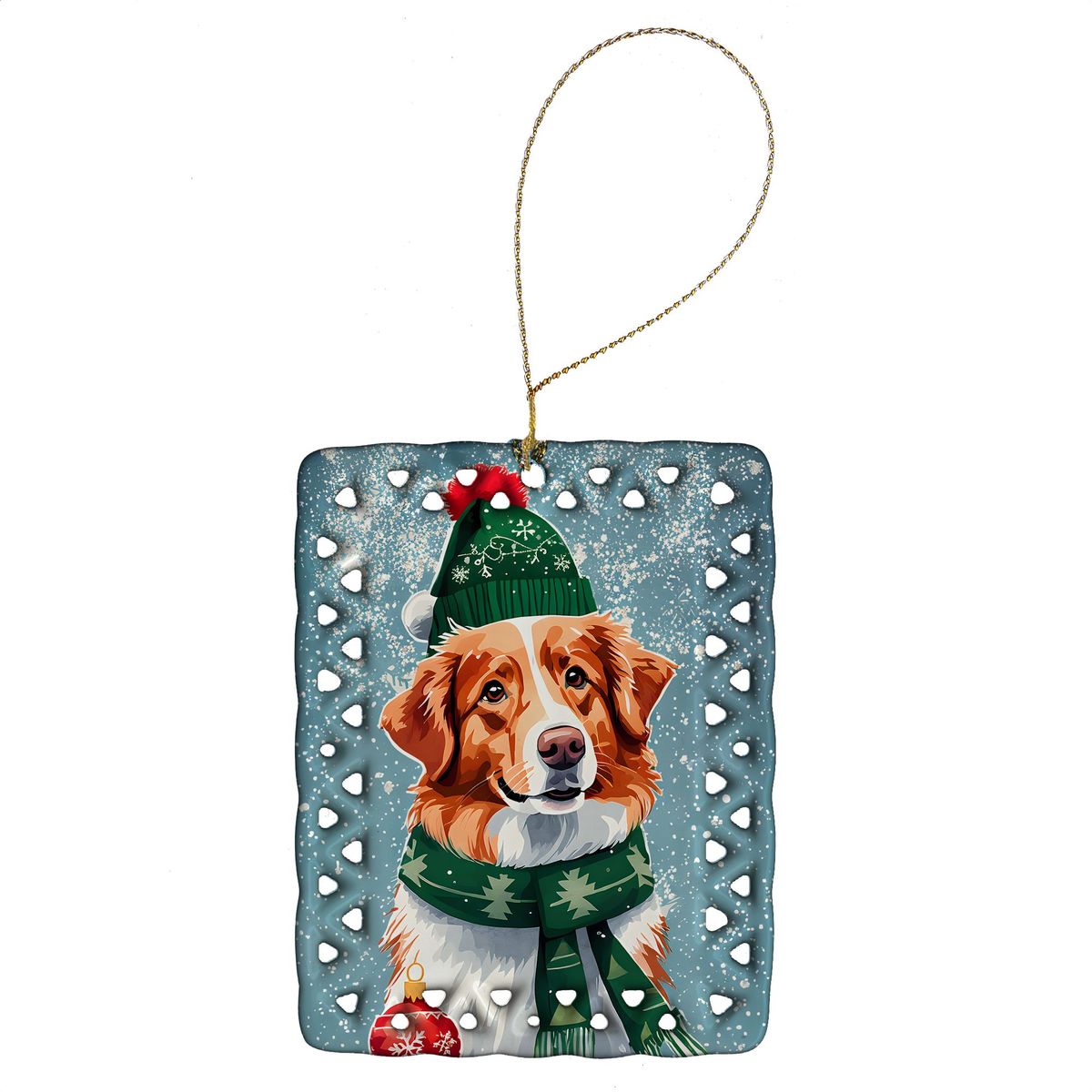 Nova Scotia Duck Toller Christmas Porcelain Ornament Christmas Tree Hanging Decorations For Home Christmas Holiday, Rectangle, Gift, Multicolor_maomaolike.com