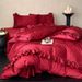 French Romantic 100-Count Long-Staple Cotton Four-Piece Set Jacquard Bright Red Wedding Duvet Cover Bed Sheet Bedding_maomaolike.com