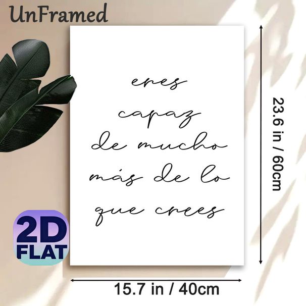 Spanish Inspirational Quote Painting Poster, Minimalist Elegant Cursive Script Poster, Motivational Message To Uplift Mood, Suitable For Home Office_maomaolike.com