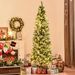 7.5 Ft Pre-Lit Snow-Dipped Artificial Christmas Tree With Realistic Branches, 350 LED Lights, Pine Cones, Red Berries And 1075 Tips_maomaolike.com