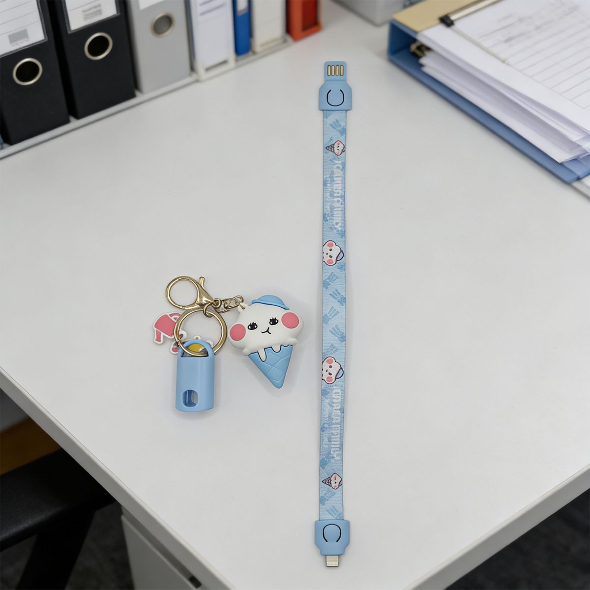 Animal Keychain Charging Cable-Blue_maomaolike.com
