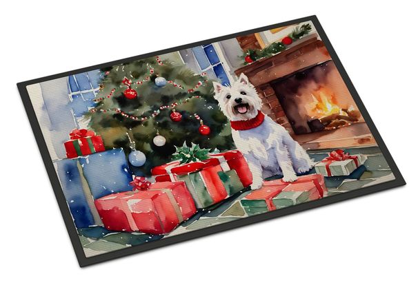 Westie Cozy Christmas Doormat Front Door Mat Indoor Outdoor Rugs For Entryway, Non Slip Washable Low Pile, 24H X 36W_maomaolike.com