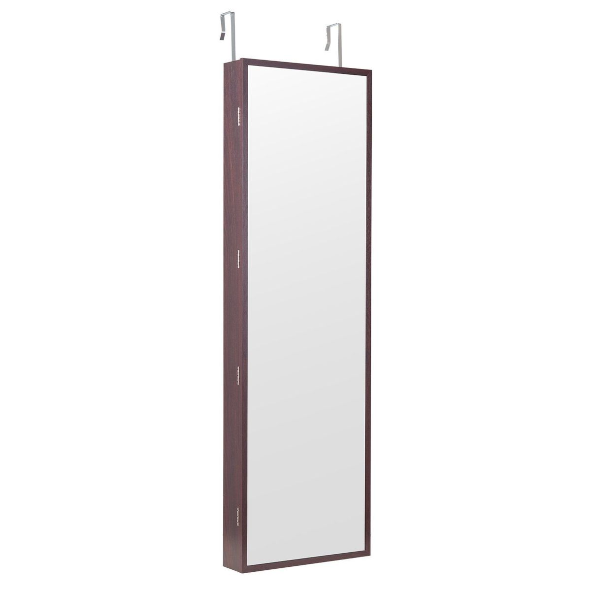 VEVOR Mirror Jewelry Cabinet 47.05in Lockable Wall Or Door Mounted Armoire Brown_maomaolike.com