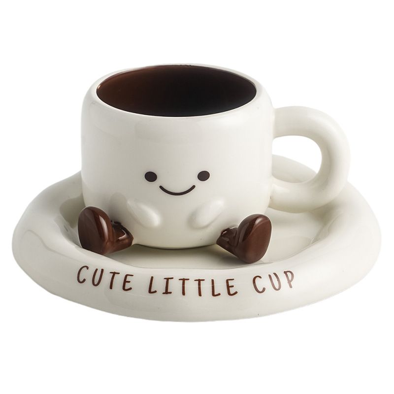 Cartoon Minimalist Ceramic Coffee Cup And Dish Set Gift Box Set_maomaolike.com