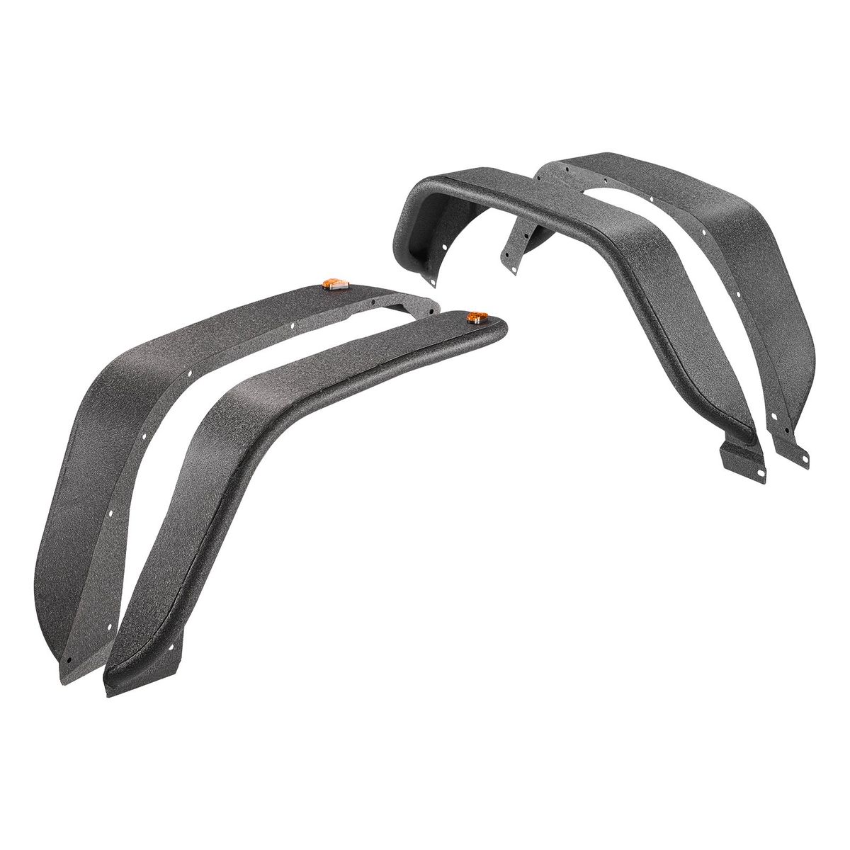 Fender Flare, Front & Rear Jeep Fender Flares Compatible With 2018-2024 Jeeps JL/JLU 2/4 Doors, Off-Road Steel Liner Set With LED Lighting, Fine-Textured Black Paintable Fenders For Jeep JL_maomaolike.com
