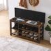 A Height-adjustable Long Shoe-changing Bench,made Of Natural Rubberwood,comes With A Comfortable Seat,concealed Storage Space And Large Storage Compartments, Featuring Charcoal-grained Wood ,Vintage_maomaolike.com