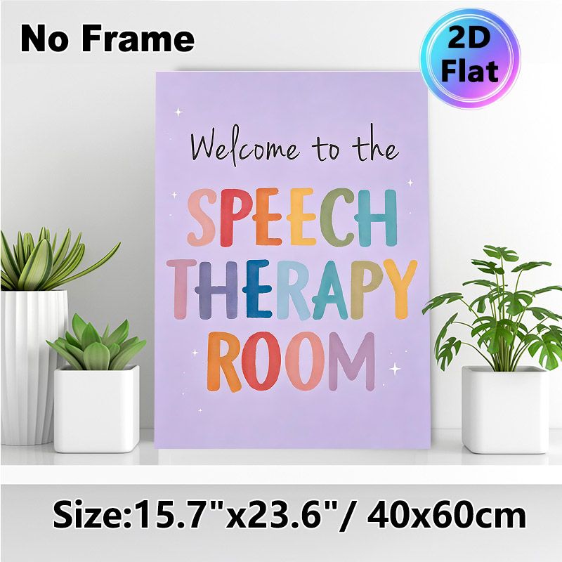 Speech Therapy Room Welcome Painting Poster, Pastel Watercolor Colorful Lettering With Star Accents Poster, Warm Welcoming Decor Suitable For Speech_maomaolike.com