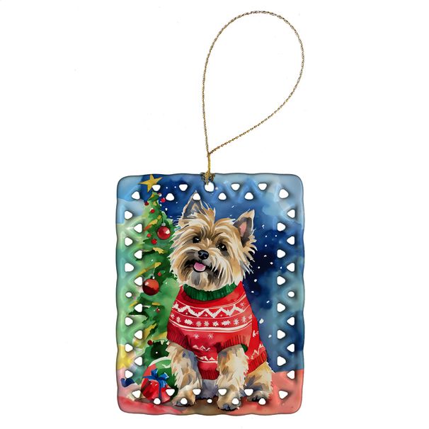 Cairn Terrier Christmas Porcelain Ornament Christmas Tree Hanging Decorations For Home Christmas Holiday, Rectangle, Gift, Multicolor_maomaolike.com