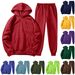 Women's Clothing Autumn and winter men's hooded solid color light plate pullover sweatshirt set casual sports hoodie sweatshirt trousers two piece set_maomaolike.com