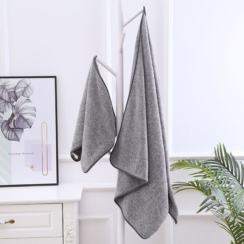 Large Bath Towel Fleece Super Absorbent Towel Two Piece Combination Set Striped Absorbent Thick_maomaolike.com