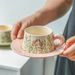 New Original Pink/green Ceramic Coffee Cup And Plate Combination With Fresh Hand-painted Style Cup And Plate Cover_maomaolike.com