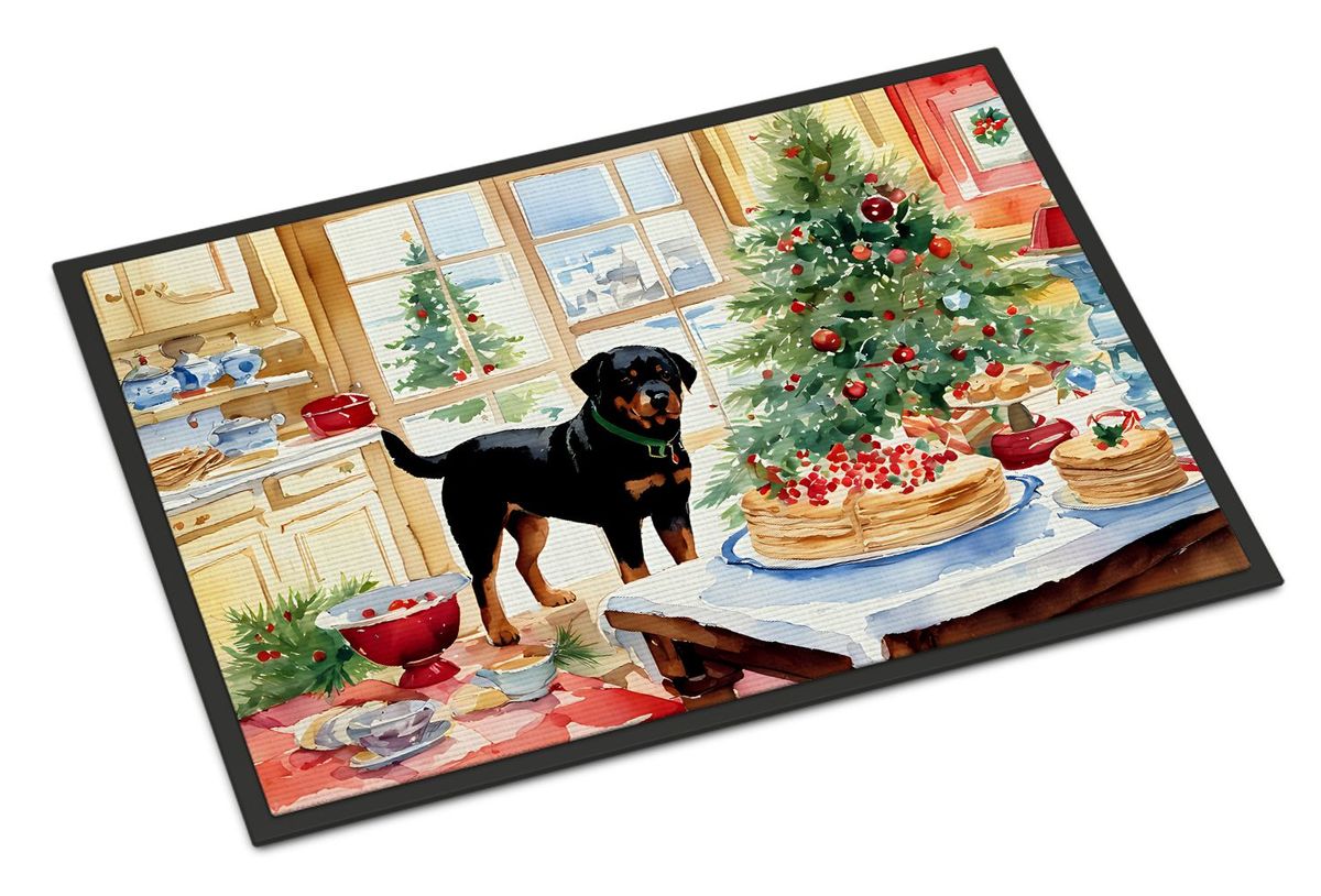 Rottweiler Christmas Cookies Doormat Front Door Mat Indoor Outdoor Rugs For Entryway, Non Slip Washable Low Pile, 24H X 36W_maomaolike.com